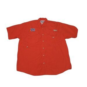 Columbia‎ Men's Large Shirt Orange PFG Vented Short Sleeve Auburn Tigers